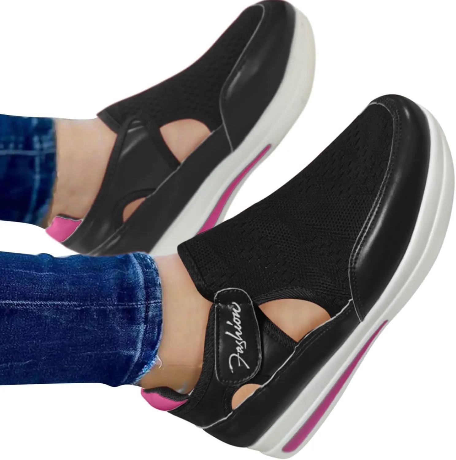 SBGMoSJ High Top Platform Sneakers for Women Zapatos para Mujer Comodos Y Elegantes Women Slip On Shoes Platform Sneakers for Women Black Comfy Shoes Women Work