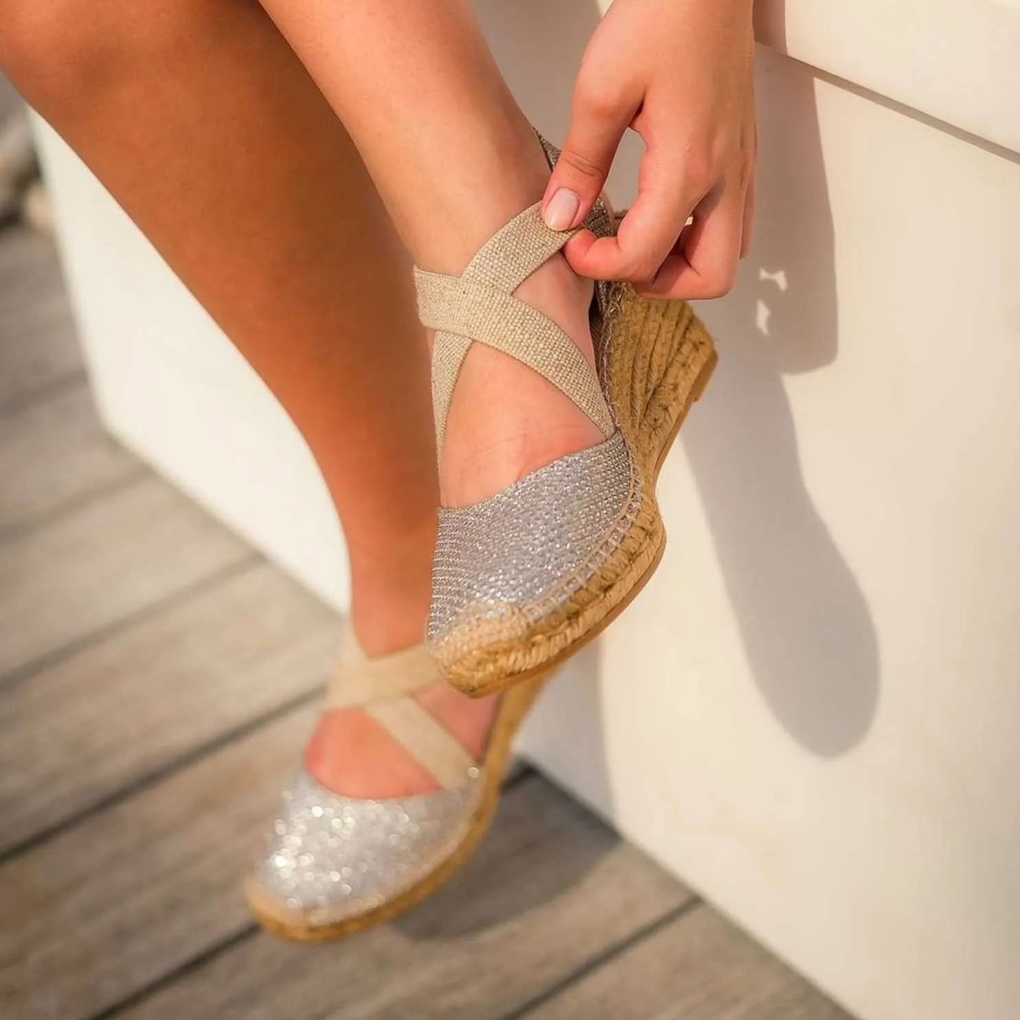 Shimmery Wedge Espadrille for Women - Saba-S