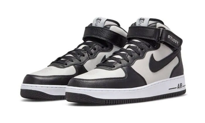 Nike Air Force 1 Mid Stussy Grey Black Custom Style