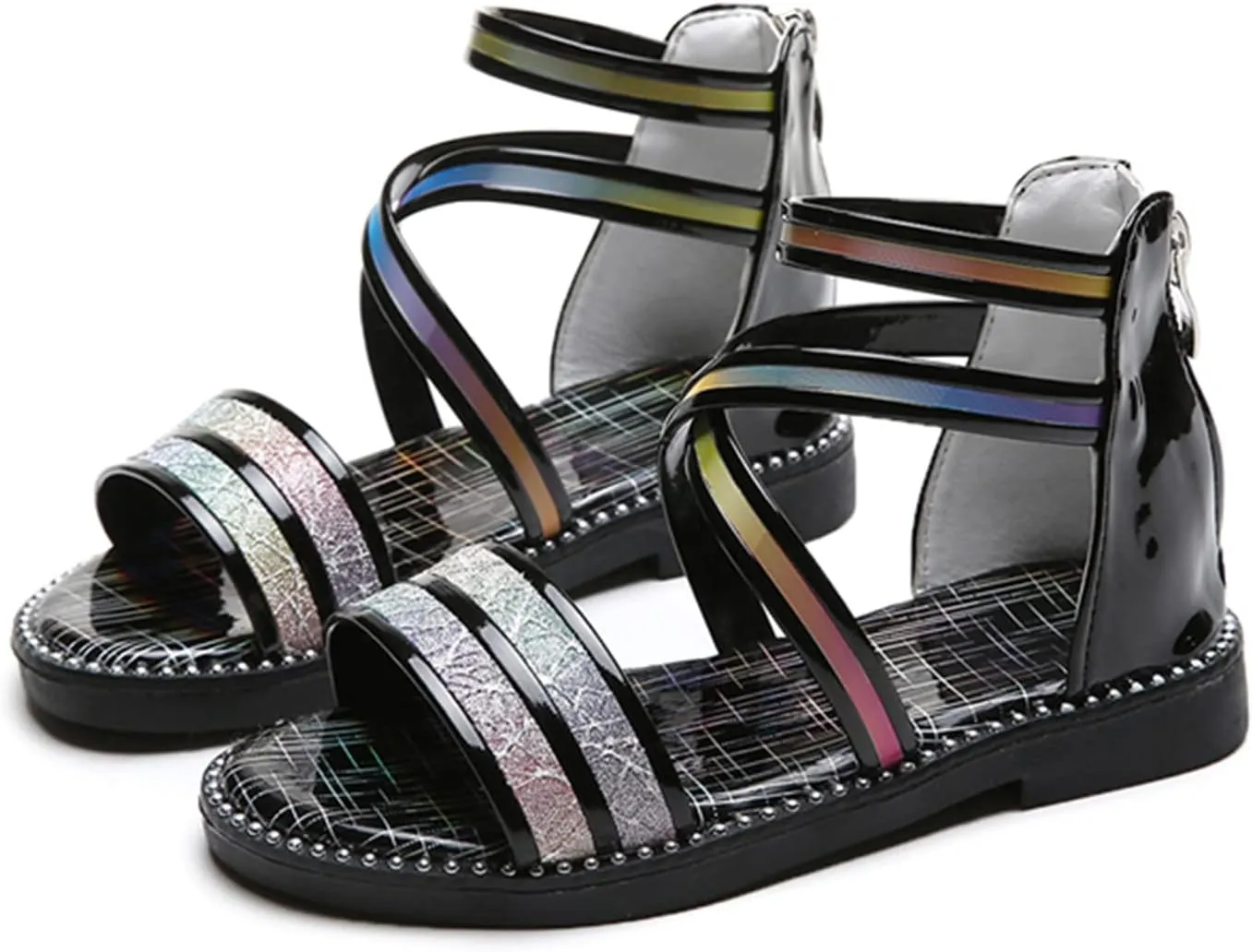 Shoes for Girls,Girls Sandals with Zipper Strappy Sandals Toddler Princess Shoes Dress Shoes