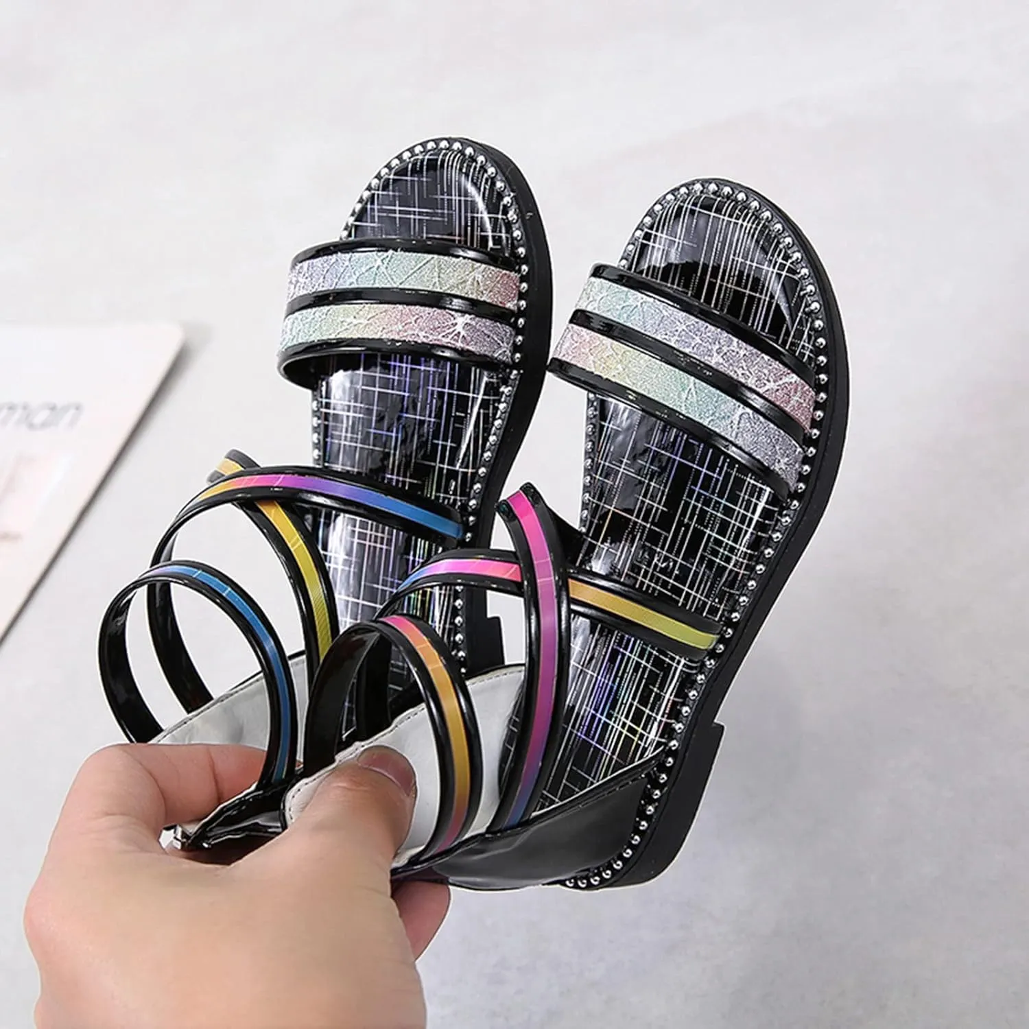 Shoes for Girls,Girls Sandals with Zipper Strappy Sandals Toddler Princess Shoes Dress Shoes