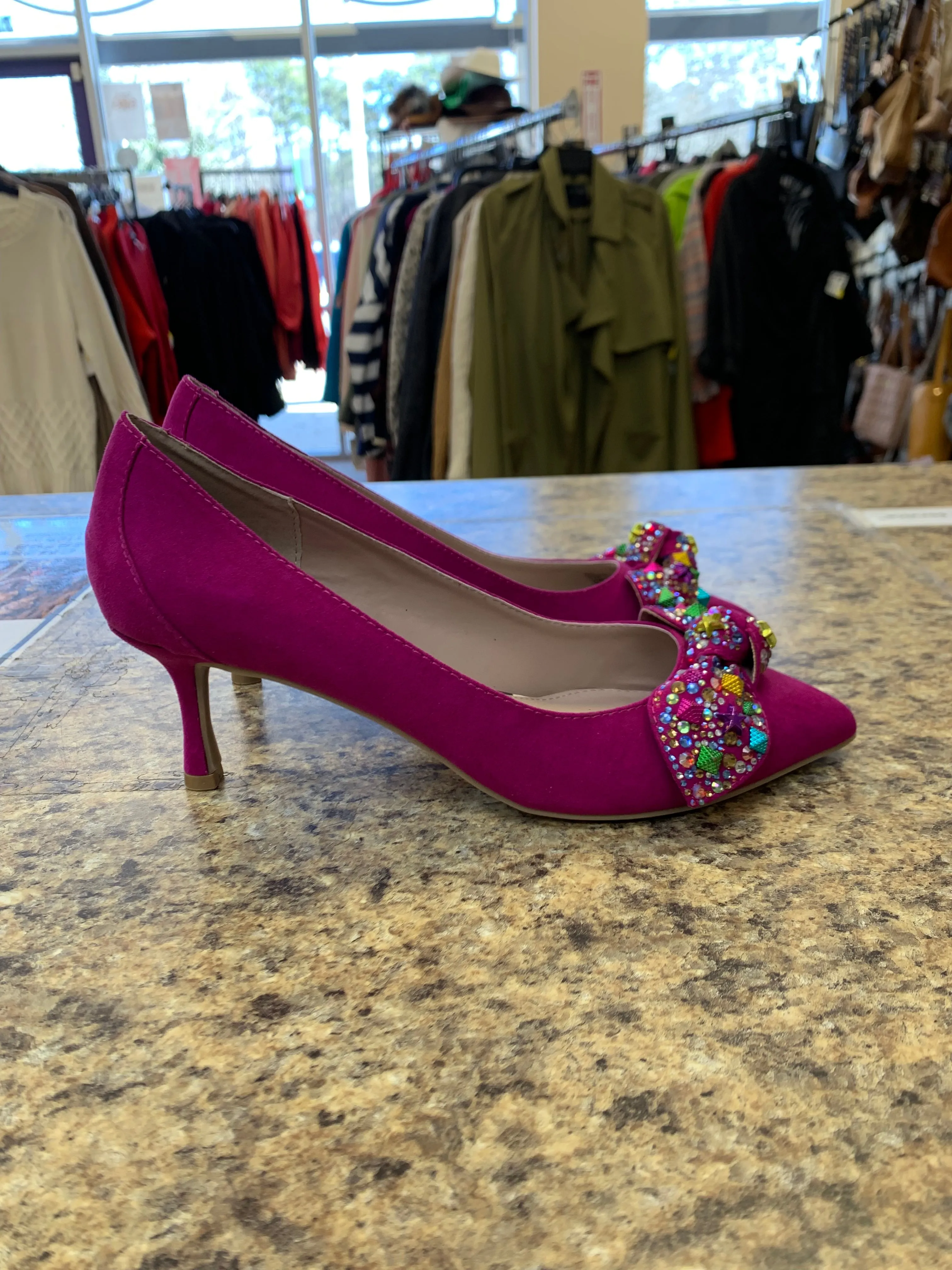 Shoes Heels Kitten By Betsey Johnson In Purple, Size: 7.5