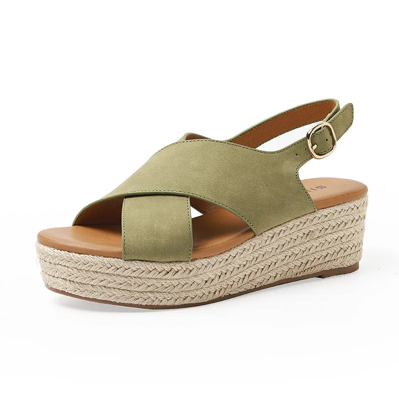 SIKETU | Boho Platform Cross Espadrille Sandals