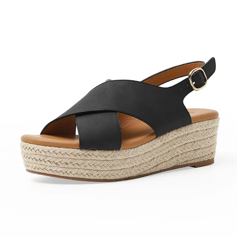 SIKETU | Boho Platform Cross Espadrille Sandals