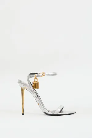 Silver & Gold Leather Padlock 105 Heel