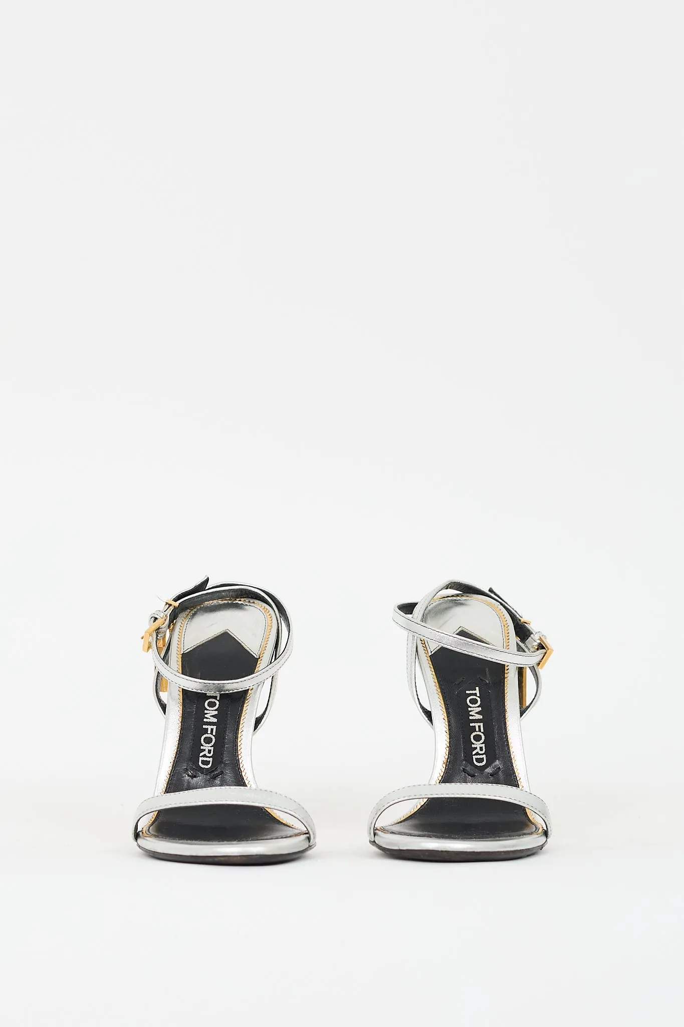 Silver & Gold Leather Padlock 105 Heel