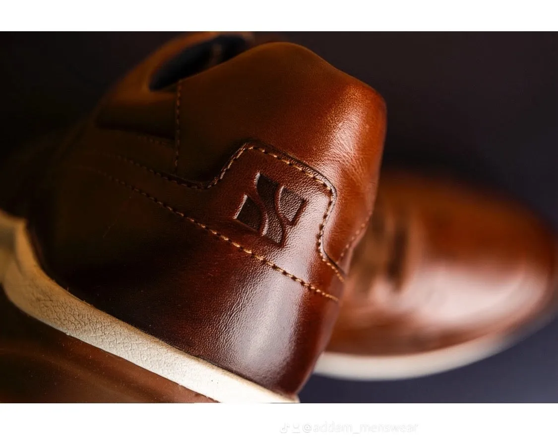 Sloane Mens Max Leather Trainers Tan/Brown