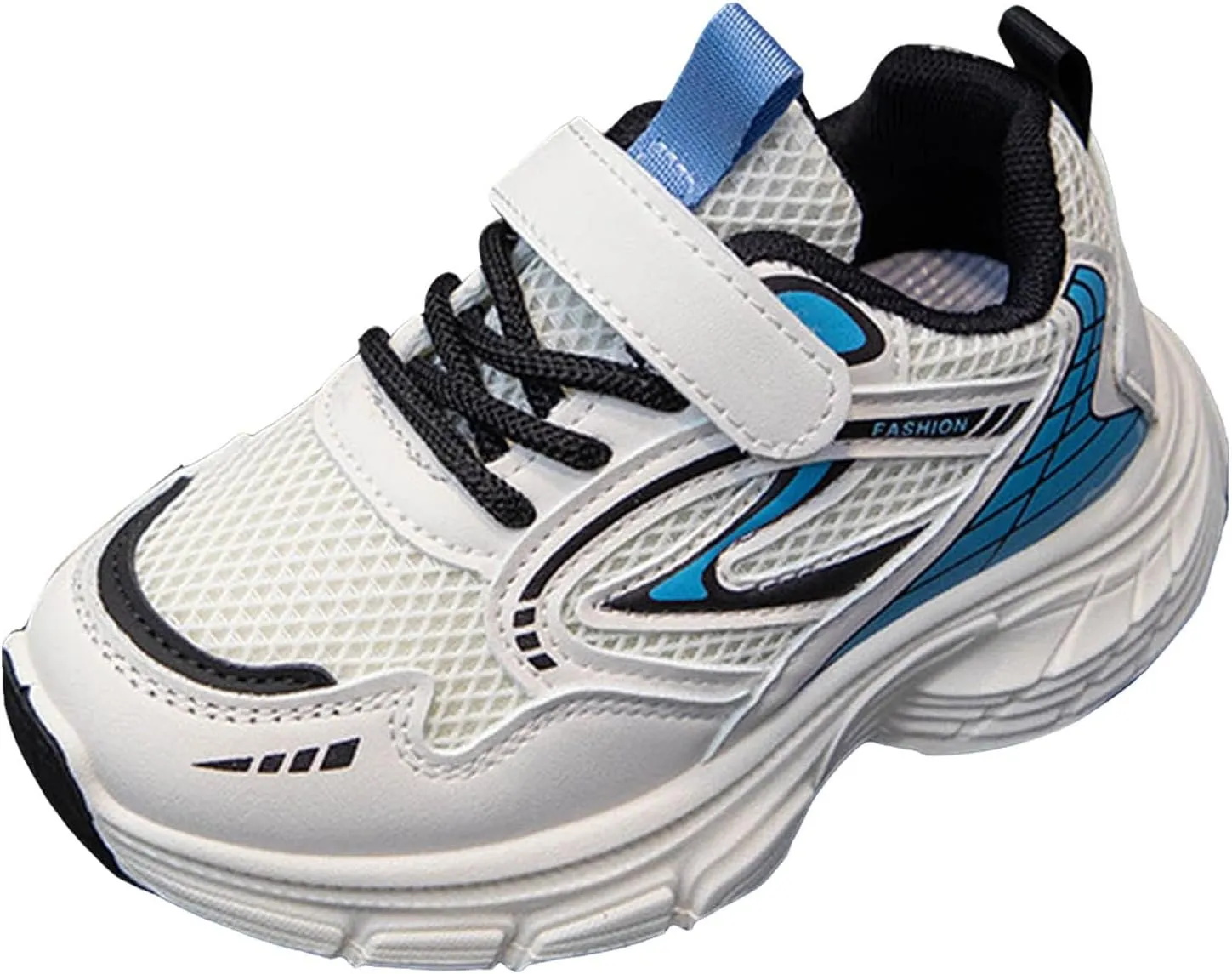 Sneakers for Girls Athletic Lace-Up Running Shoes with Chunky Cushion Heel Kids Hook and Loop Breathable Sports Shoes