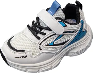 Sneakers for Girls Athletic Lace-Up Running Shoes with Chunky Cushion Heel Kids Hook and Loop Breathable Sports Shoes