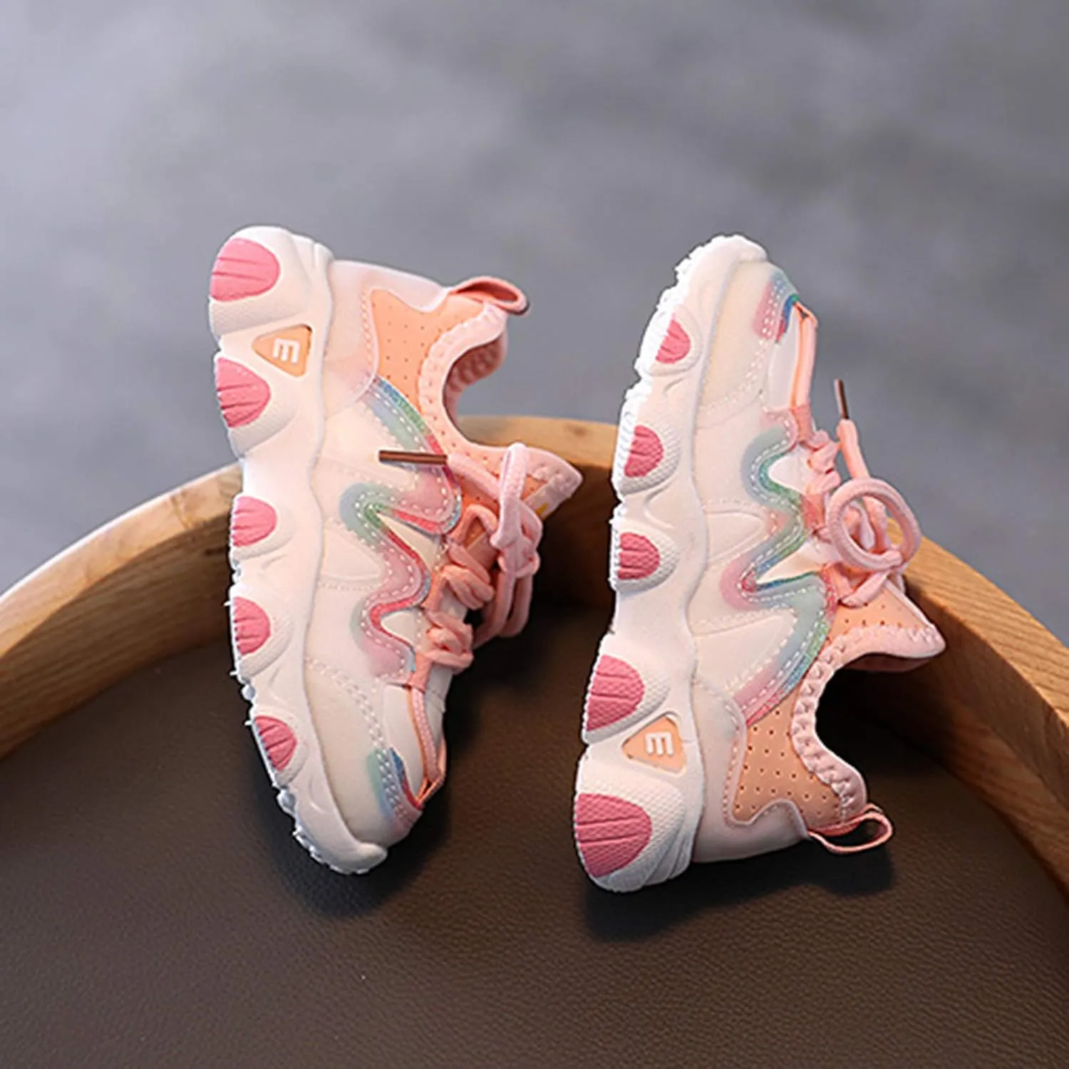Sneakers for Girls Fashion Lace Up Running Non-Slip Tennis Casual Walking Shoes Breathable Mesh Sports Shoes for Kids