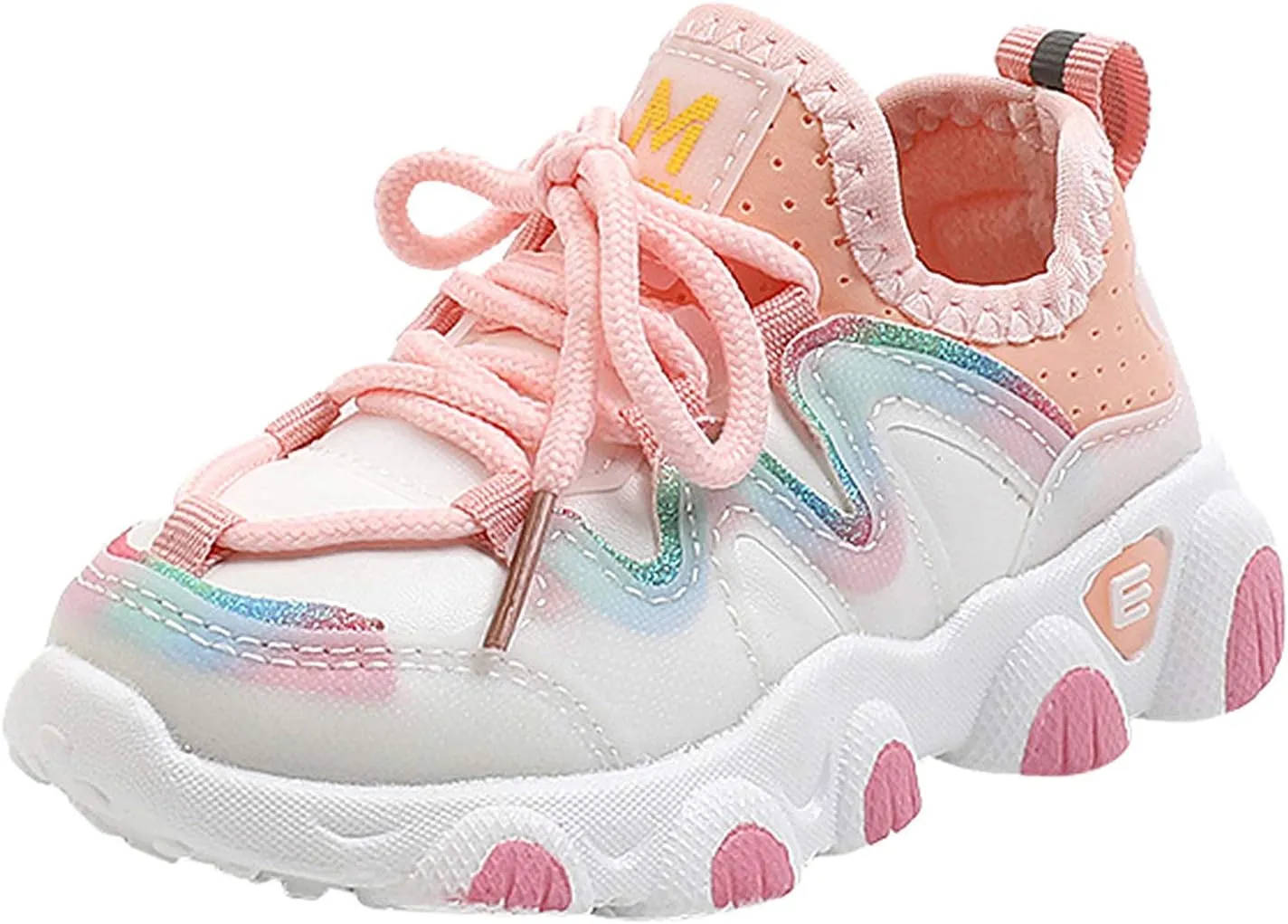 Sneakers for Girls Fashion Lace Up Running Non-Slip Tennis Casual Walking Shoes Breathable Mesh Sports Shoes for Kids