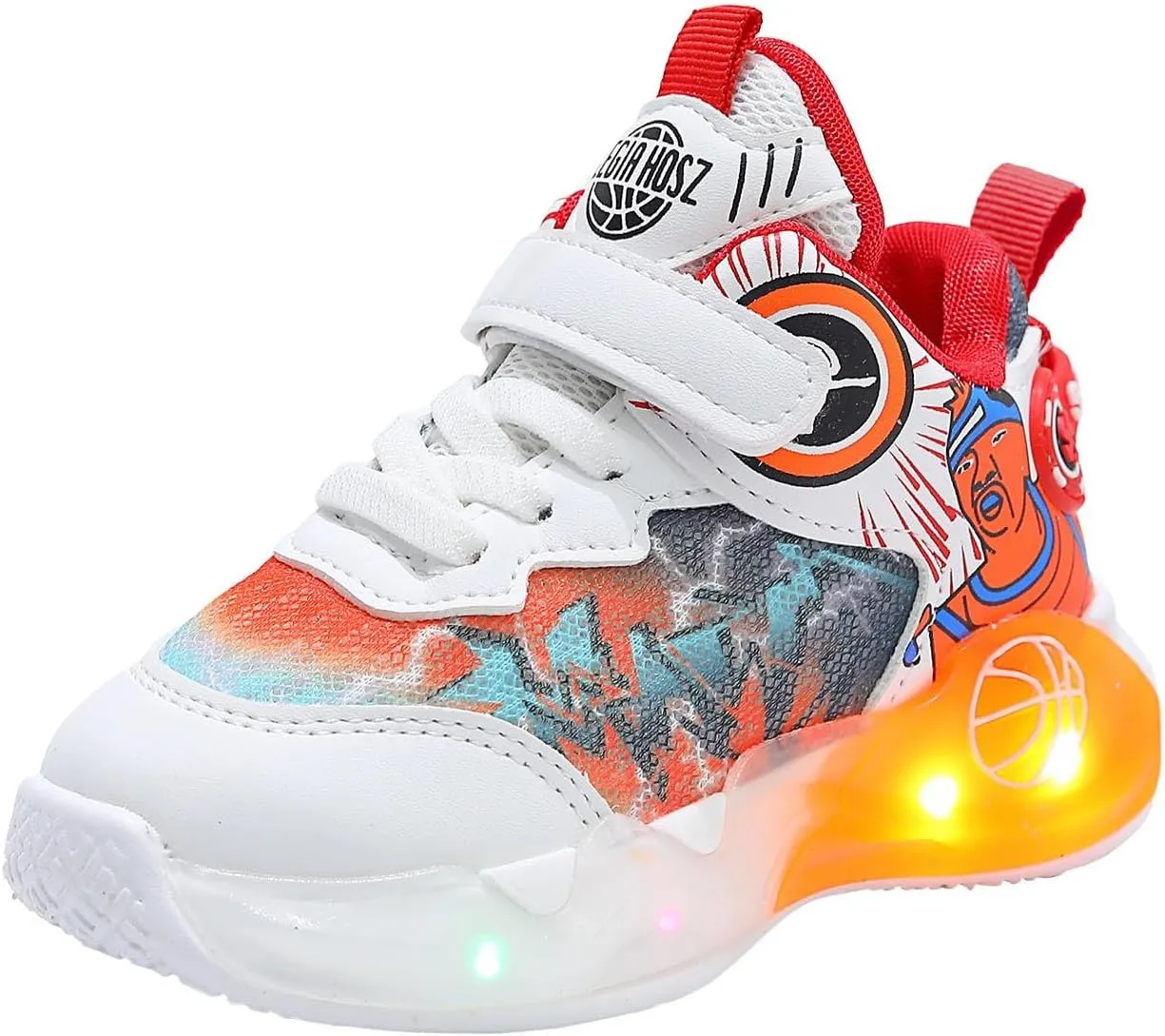 Sneakers for Girls Fashion Luminous Comfortable Breathable Light Up Shoes with Hook and Loop Kids Flashing Sports Shoes