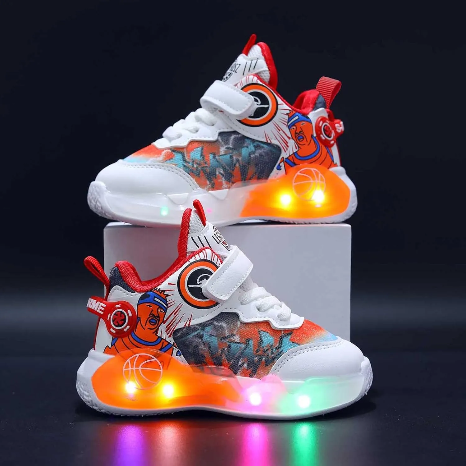 Sneakers for Girls Fashion Luminous Comfortable Breathable Light Up Shoes with Hook and Loop Kids Flashing Sports Shoes