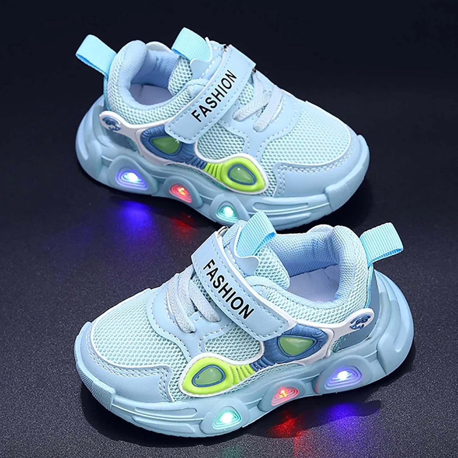 Sneakers for Girls Fashion Luminous Light Up Sports Shoes with Hook and Loop Kids LED Flashing Breathable Comfortable Shoes