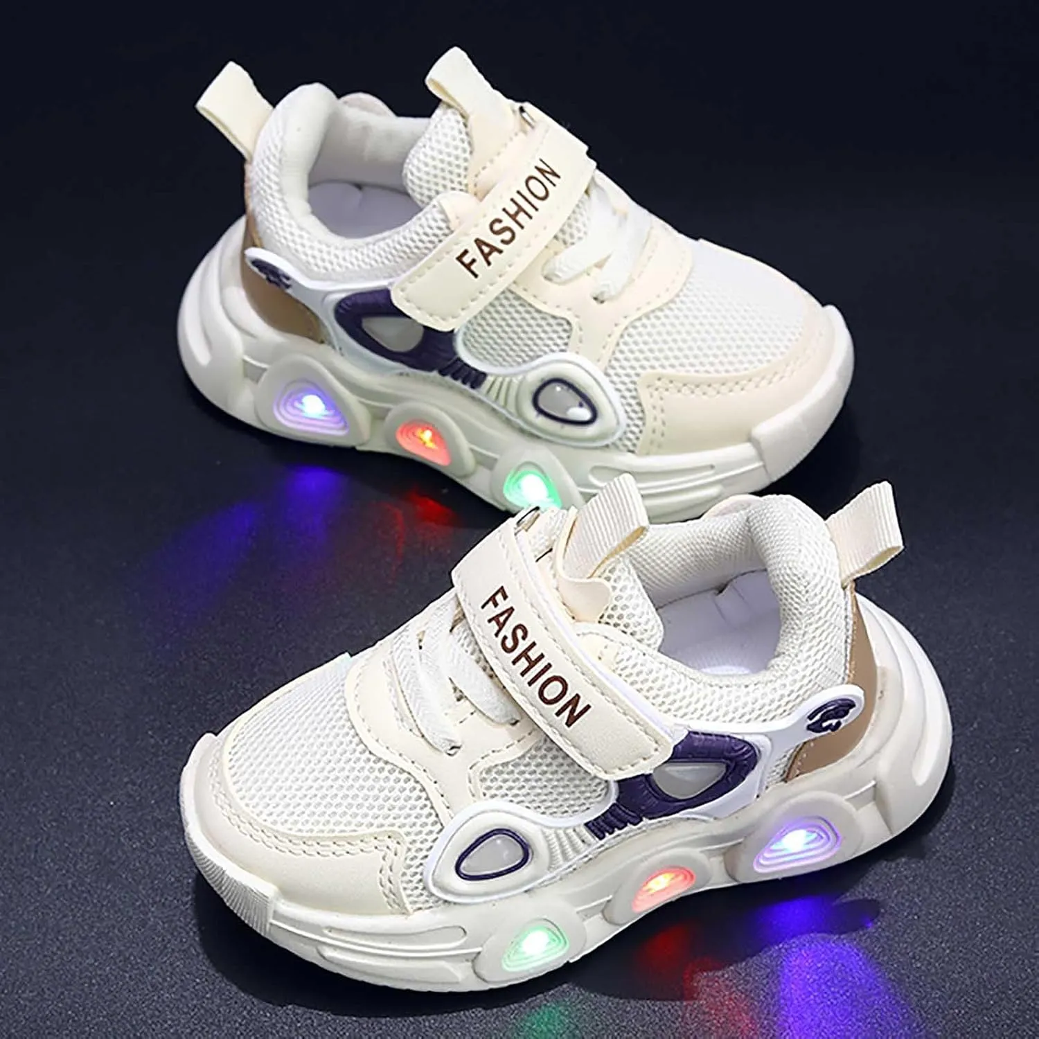 Sneakers for Girls Fashion Luminous Light Up Sports Shoes with Hook and Loop Kids LED Flashing Breathable Comfortable Shoes