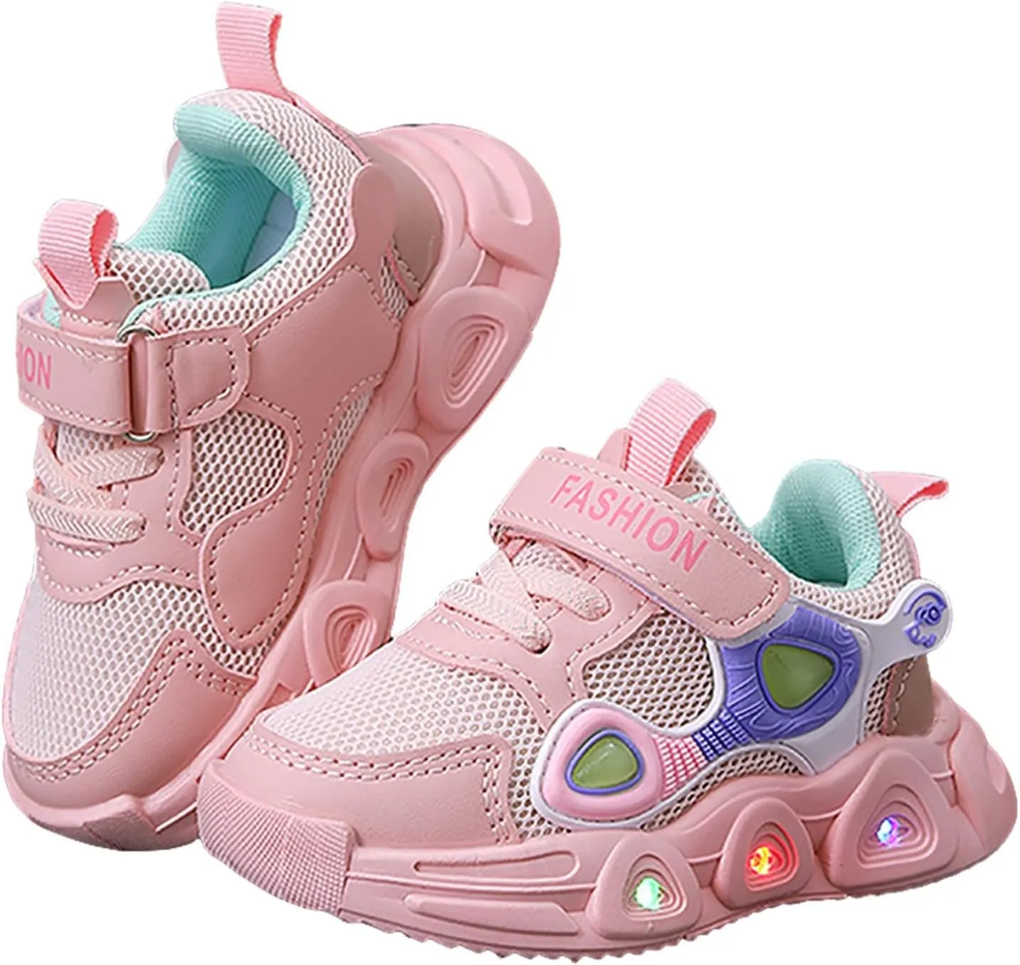 Sneakers for Girls Fashion Luminous Light Up Sports Shoes with Hook and Loop Kids LED Flashing Breathable Comfortable Shoes
