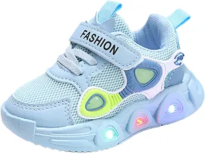 Sneakers for Girls Fashion Luminous Light Up Sports Shoes with Hook and Loop Kids LED Flashing Breathable Comfortable Shoes