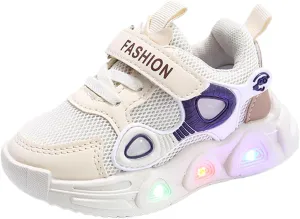 Sneakers for Girls Fashion Luminous Light Up Sports Shoes with Hook and Loop Kids LED Flashing Breathable Comfortable Shoes