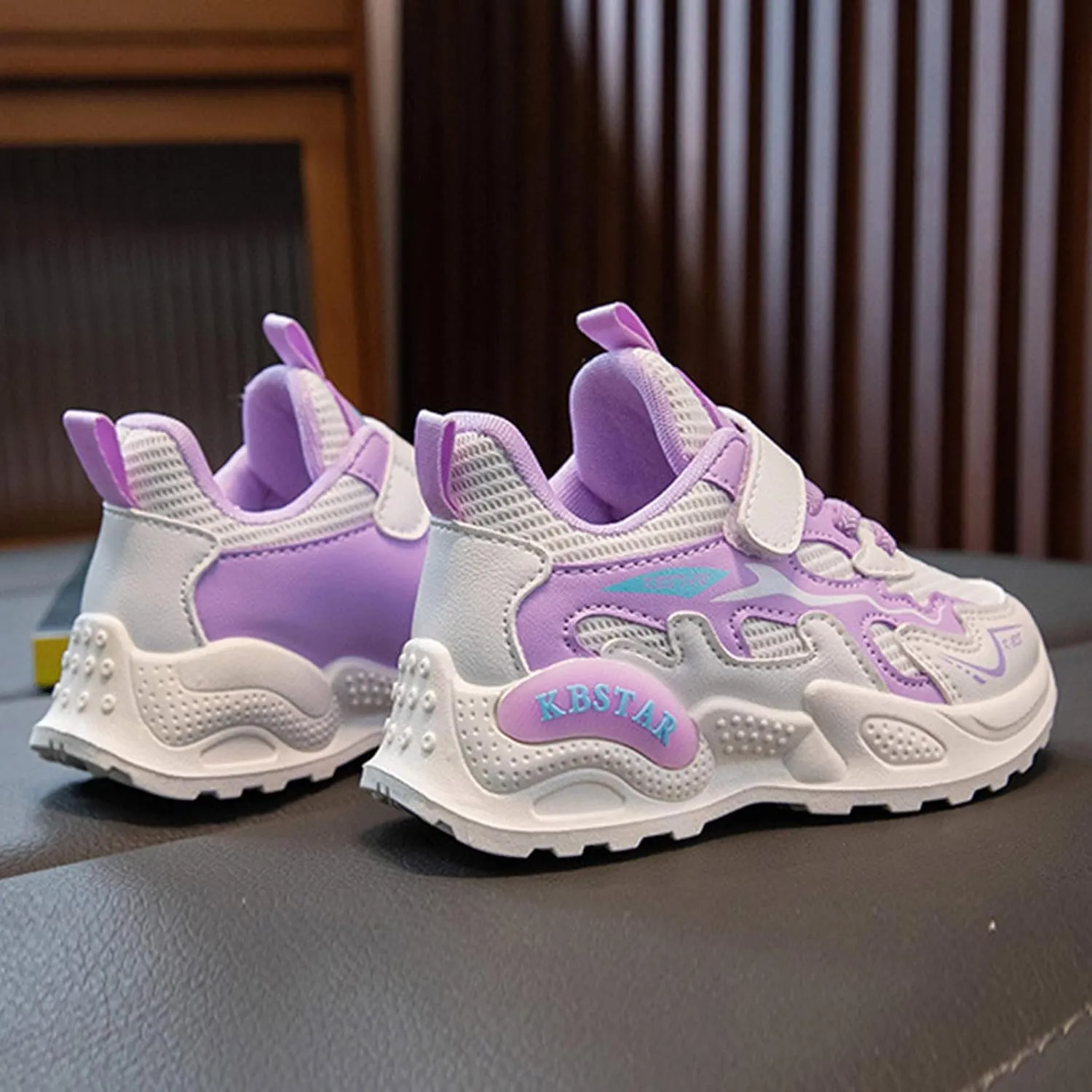 Sneakers for Girls Running Non-Slip Tennis Casual Walking Shoes with Hook and Loop Breathable Mesh Sports Shoes for Kids