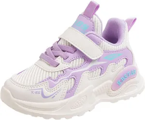 Sneakers for Girls Running Non-Slip Tennis Casual Walking Shoes with Hook and Loop Breathable Mesh Sports Shoes for Kids