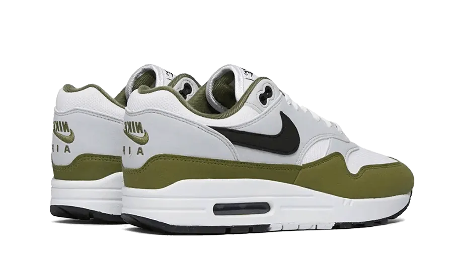 Air Max 1 White Black Medium Olive walkers' demand