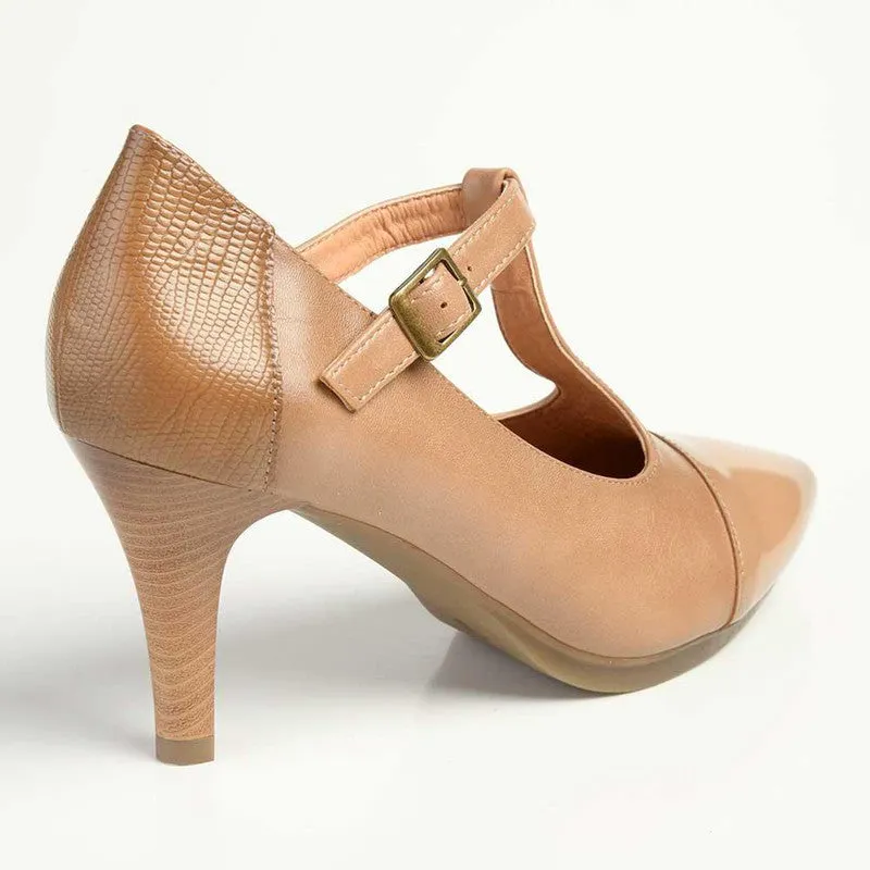 Soft Style Hush Puppies Phoenix Court Heel - Dark Beige