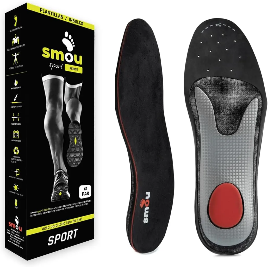 Sport Resist Sport Shock Absorbing Insoles|Running Gel Insoles for Men & Women|Arch Support and Cushioning Insert|Metatarsal & Heel Relief|Men's Size 6-6.5 US/Women´s Size 8-8.5 US (26,2 cm)
