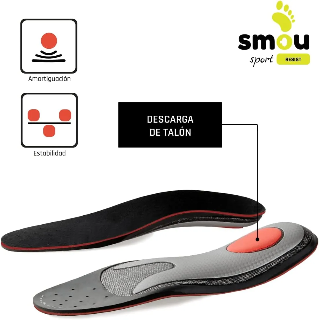 Sport Resist Sport Shock Absorbing Insoles|Running Gel Insoles for Men & Women|Arch Support and Cushioning Insert|Metatarsal & Heel Relief|Men's Size 6-6.5 US/Women´s Size 8-8.5 US (26,2 cm)