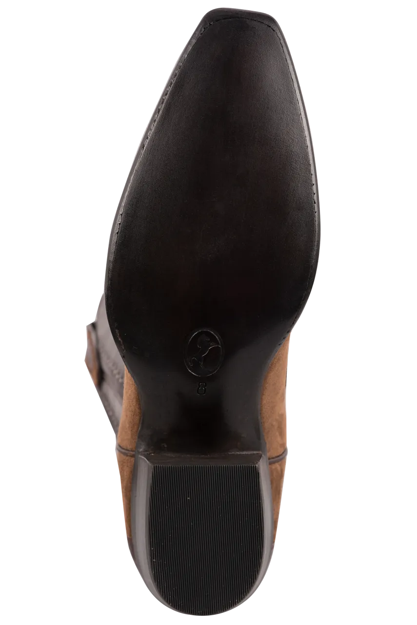 Stallion Women's Lamb Suede & Crocodile Cowgirl Boots - Tobacco