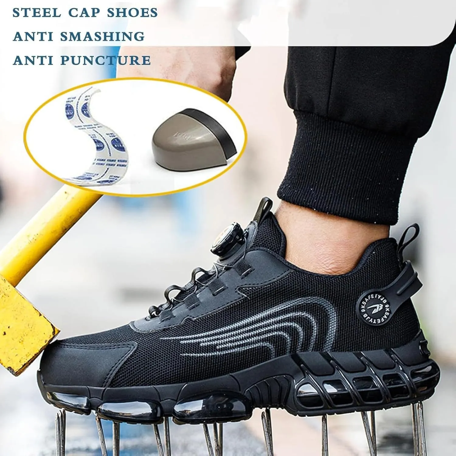 Steel Toe Cap Trainers for Men Anti-Smashing and Anti-Puncture Labor Insurance Shoes Lightweight Breathable Shock-Absorbing Industrial Construction Shoes 11 US