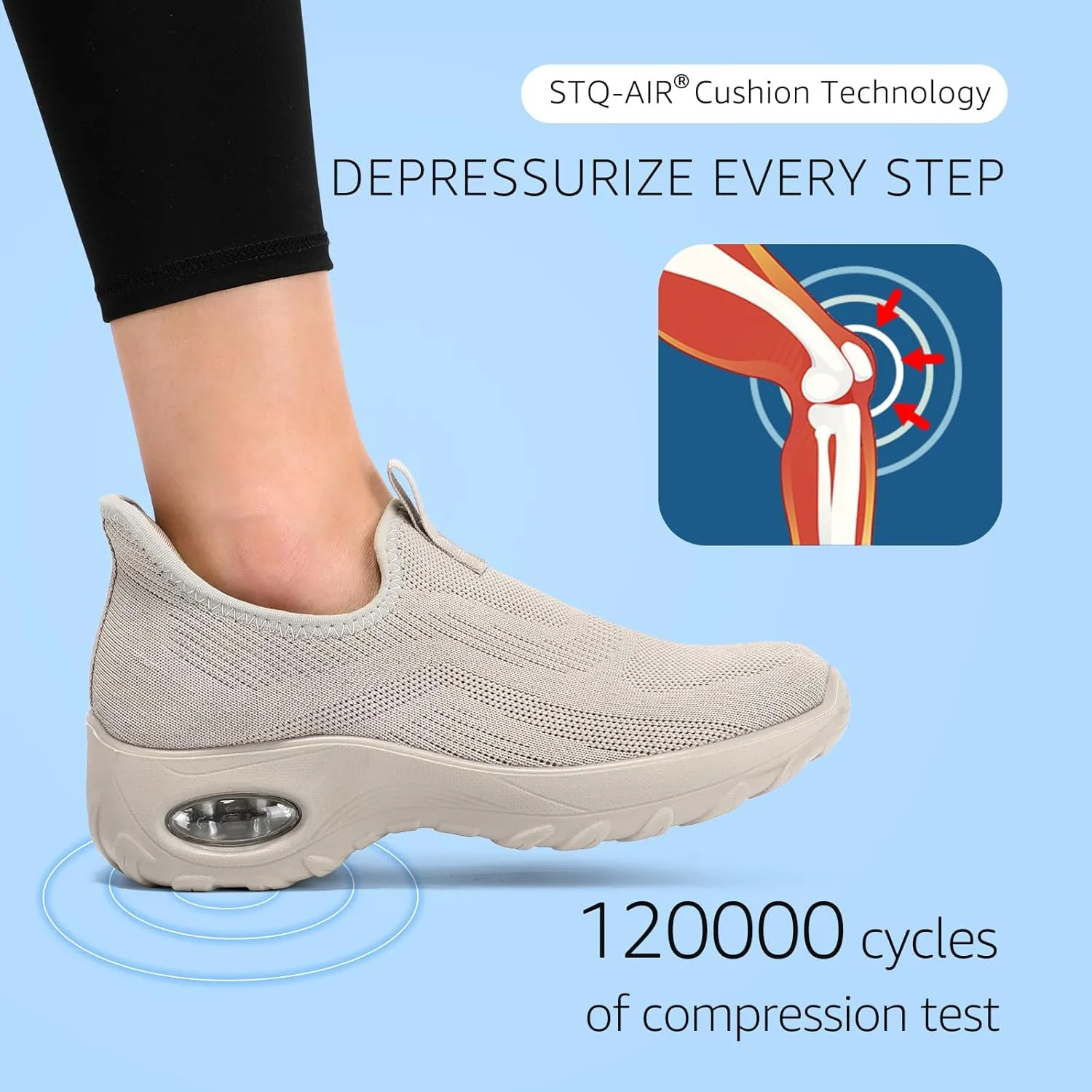 STQ Walking Shoes Women Slip On Sneakers Air Cushion Comfortable Breathable Lightweight Mesh Shoes Shock Absorbing Design Ideal for Plantar Fasciitis All Day Standing