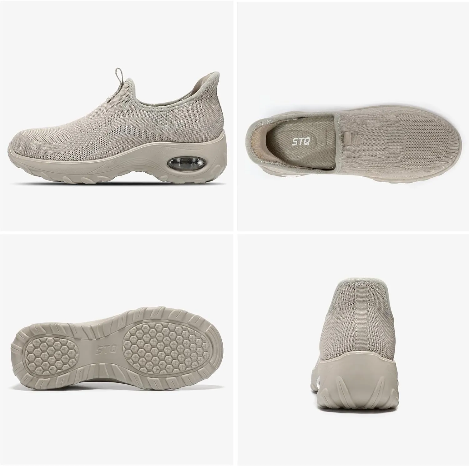 STQ Walking Shoes Women Slip On Sneakers Air Cushion Comfortable Breathable Lightweight Mesh Shoes Shock Absorbing Design Ideal for Plantar Fasciitis All Day Standing