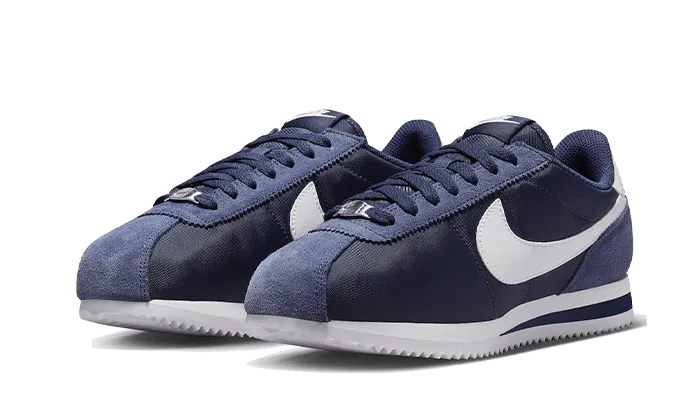 Nike Cortez Nylon Midnight Navy White Rubber Toe Guard Zip Closure