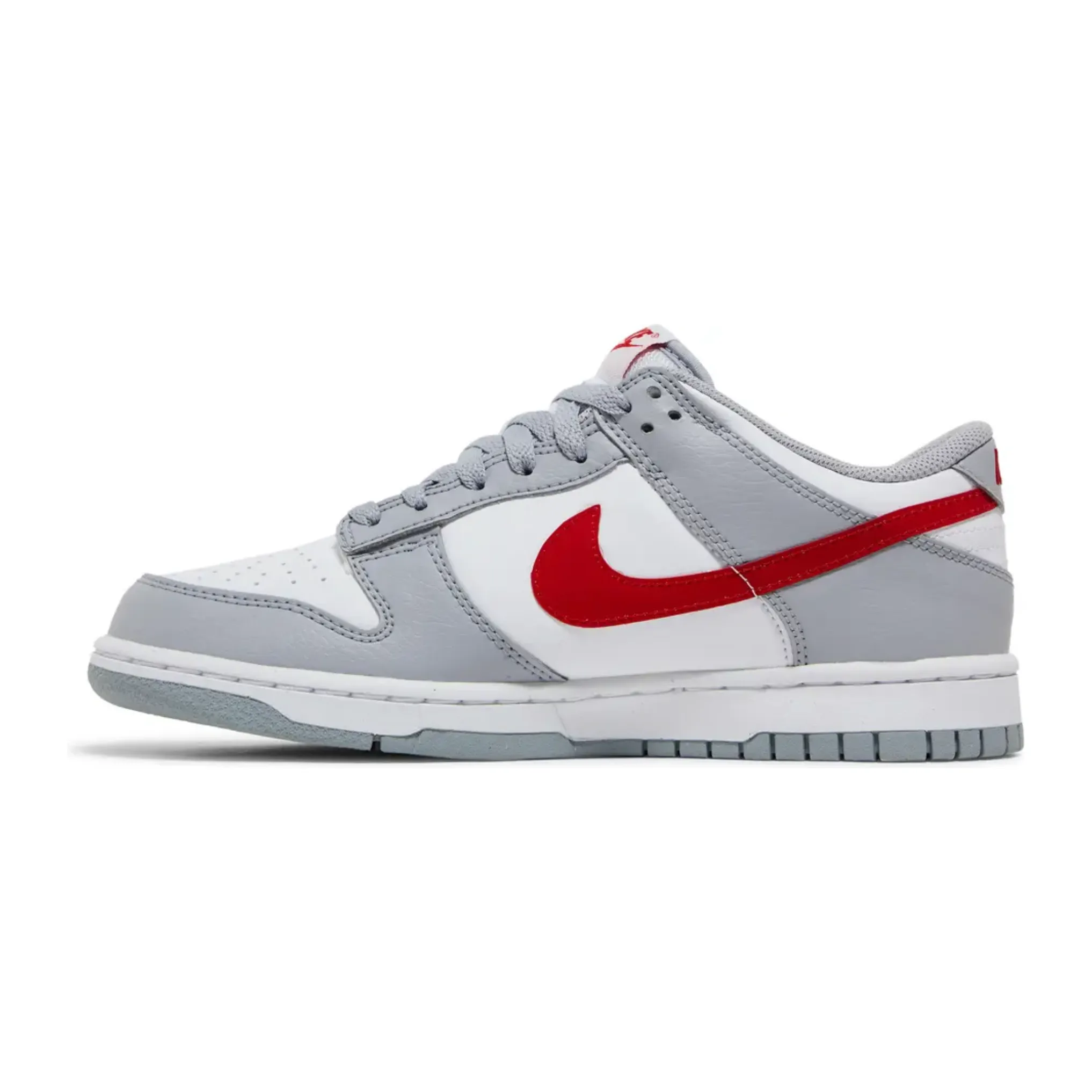 Nike Dunk Low White Grey Red (GS) loop - closure cushioning system
