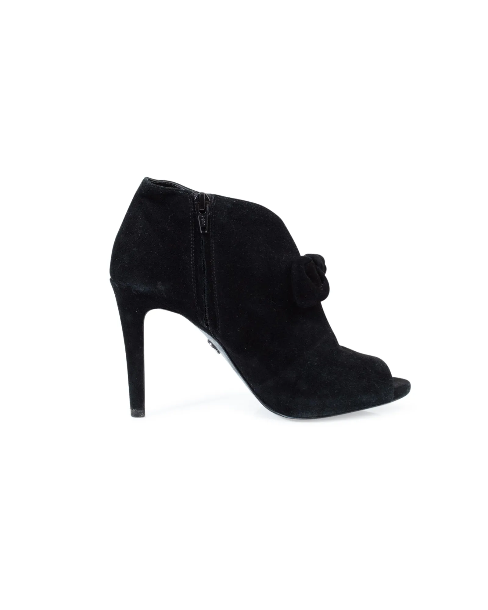 Suede Peep-Toe Heels