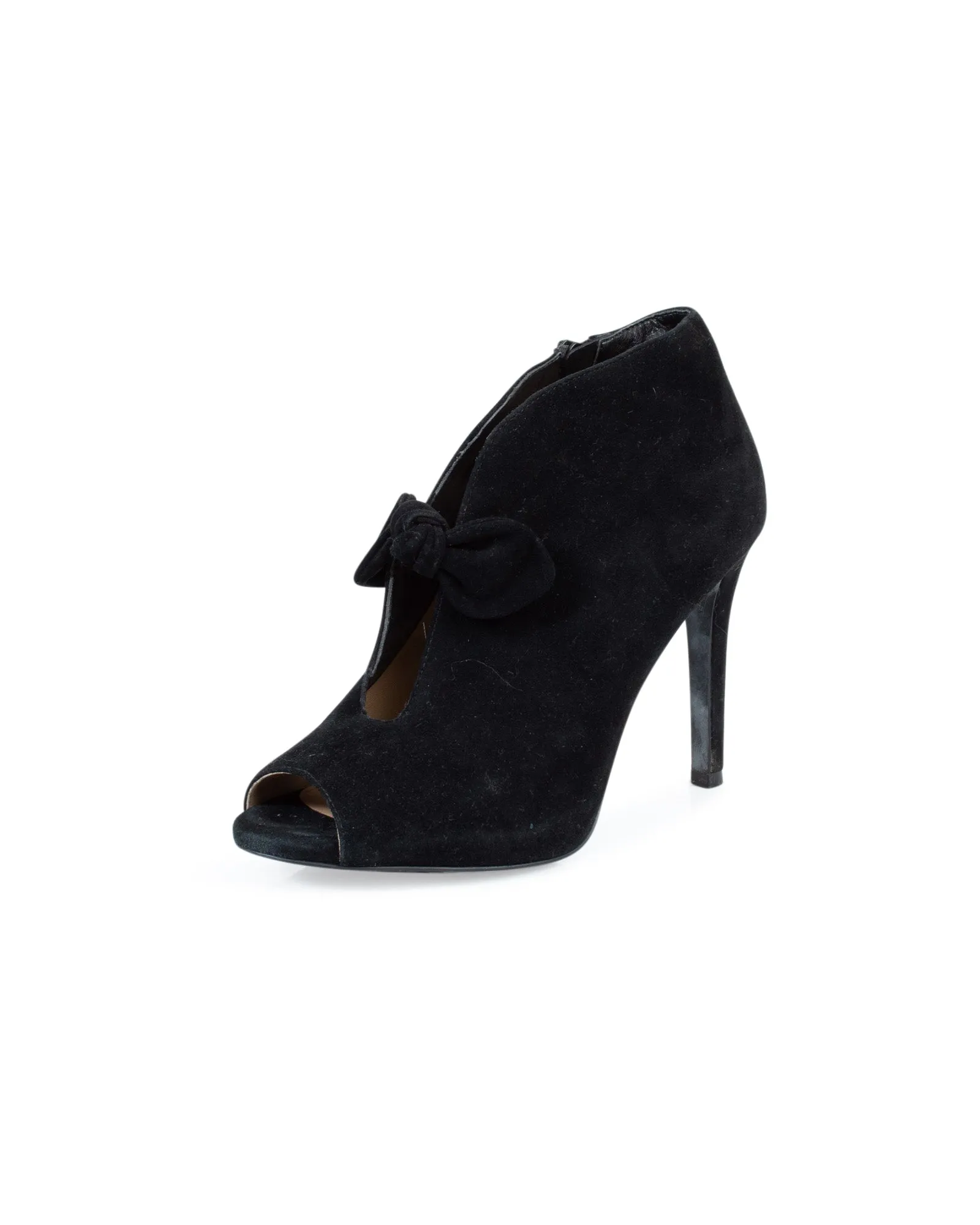 Suede Peep-Toe Heels