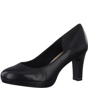 Tamaris Black Leather Court Shoe 22433-41