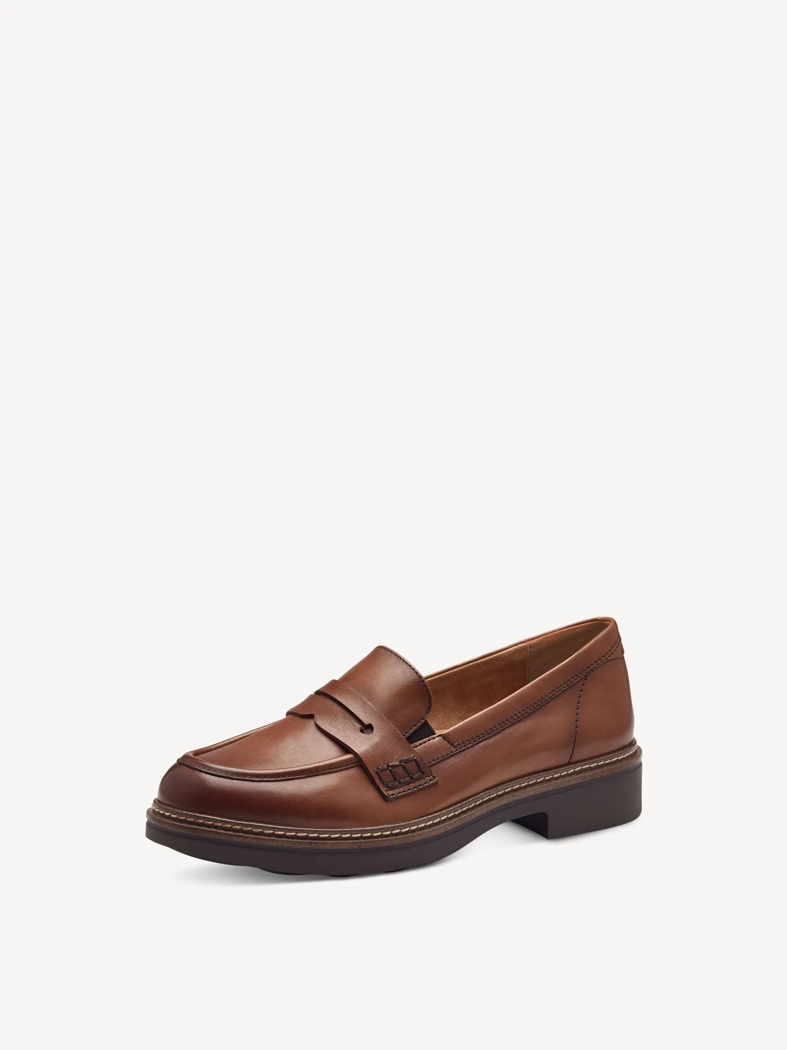 Tamaris Women's 8-84312-43 Leather Slipper Loafer Shoes Cognac Brown