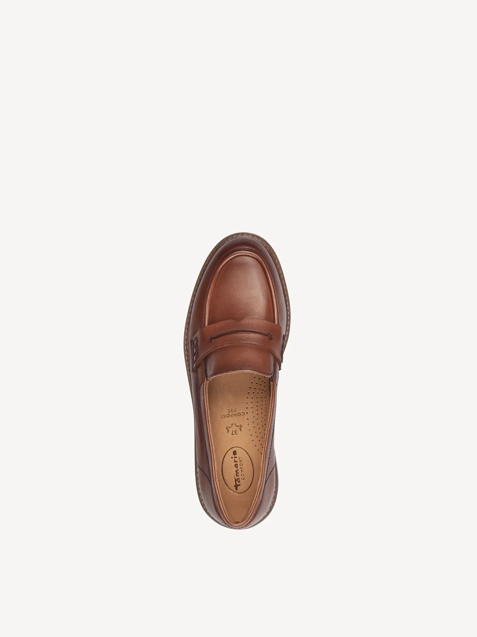 Tamaris Women's 8-84312-43 Leather Slipper Loafer Shoes Cognac Brown