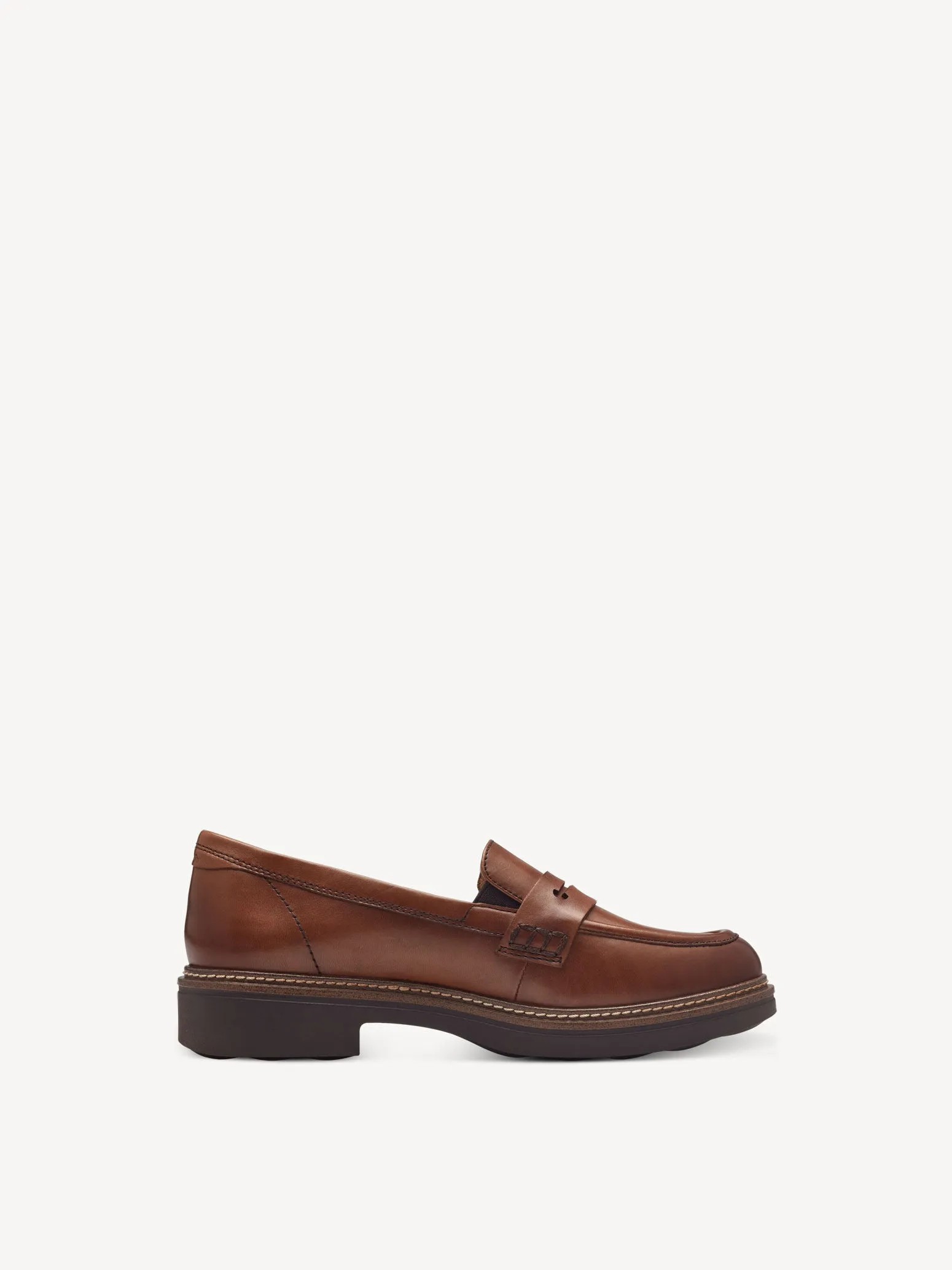 Tamaris Women's 8-84312-43 Leather Slipper Loafer Shoes Cognac Brown