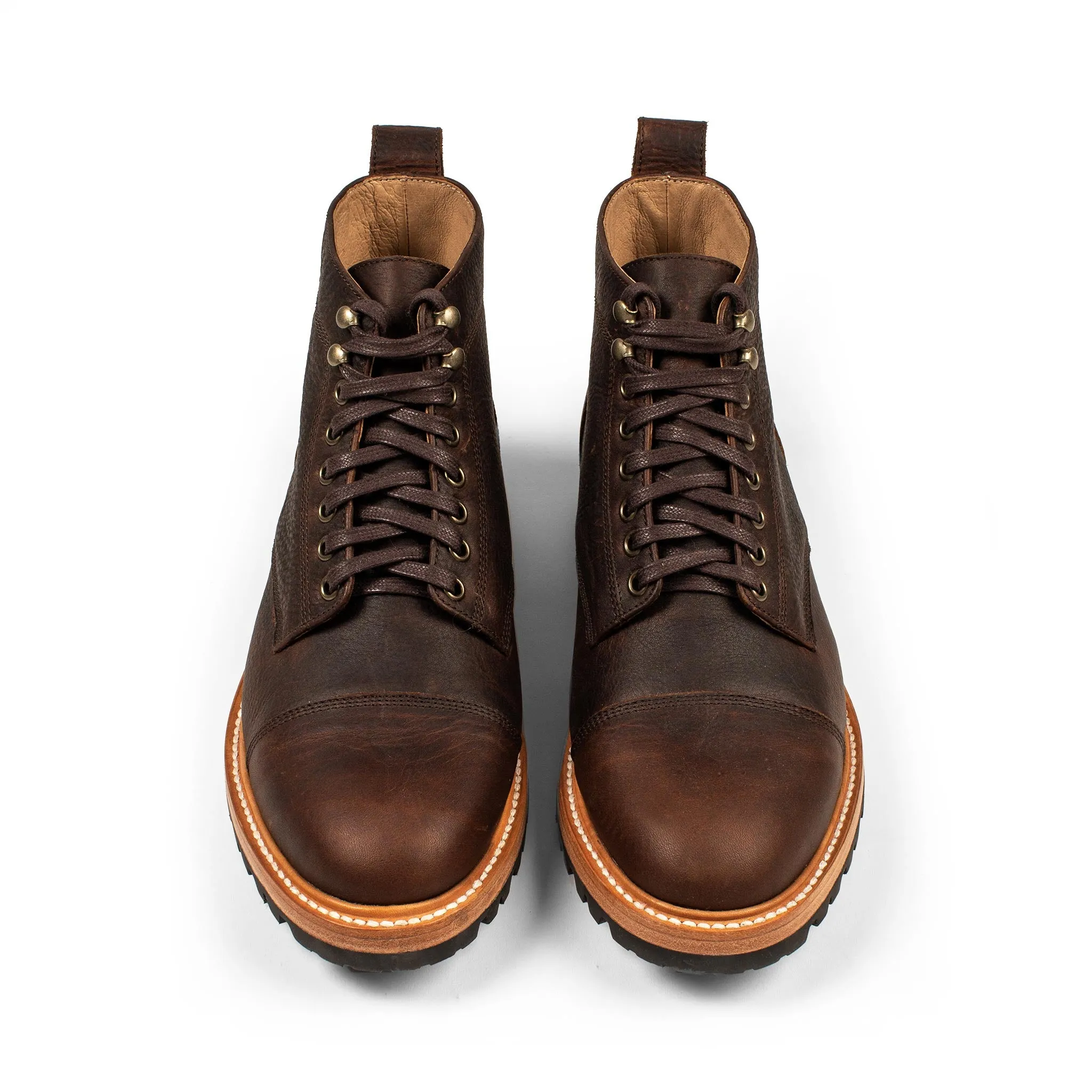 The Moto Boot in Chocolate Pebble Grain