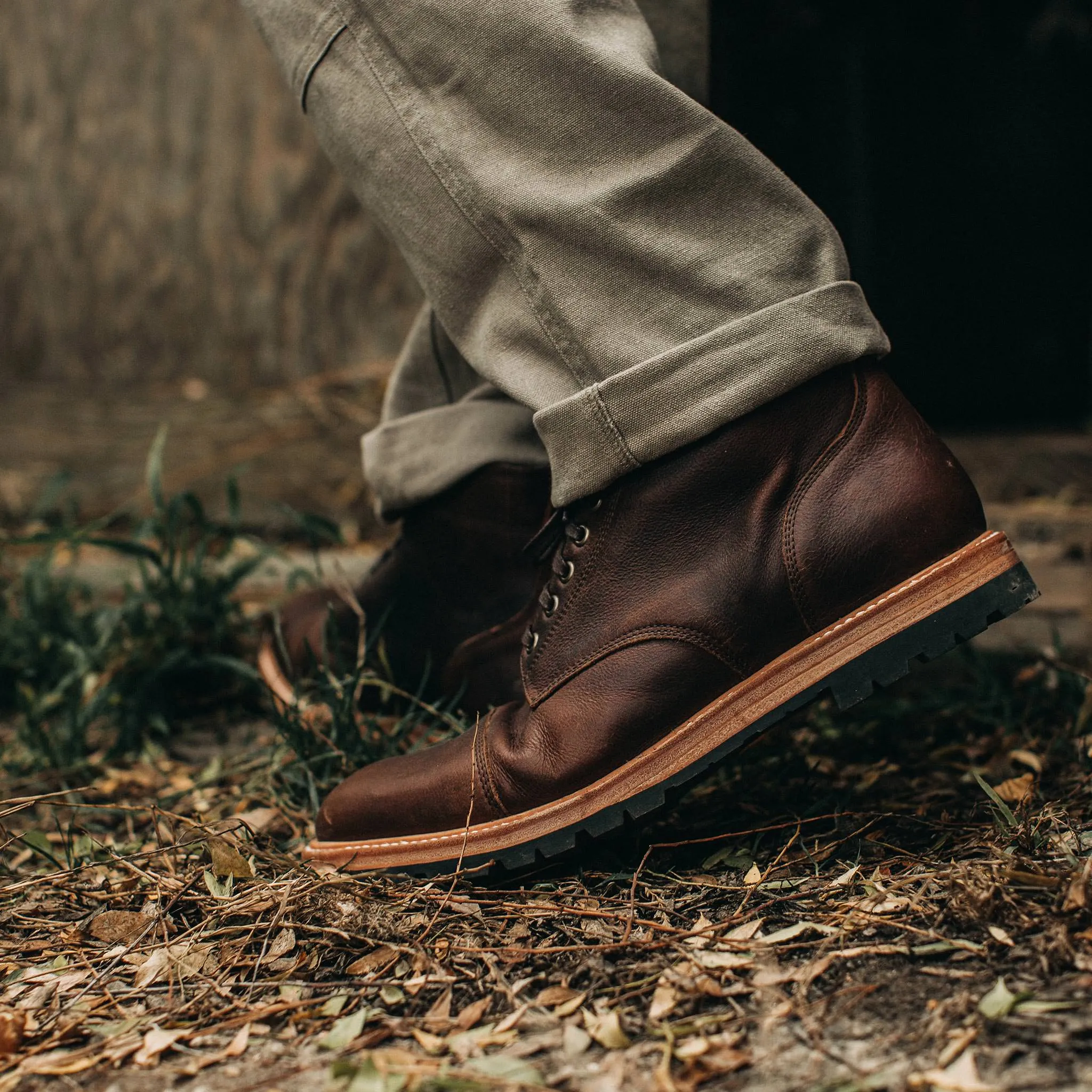 The Moto Boot in Chocolate Pebble Grain
