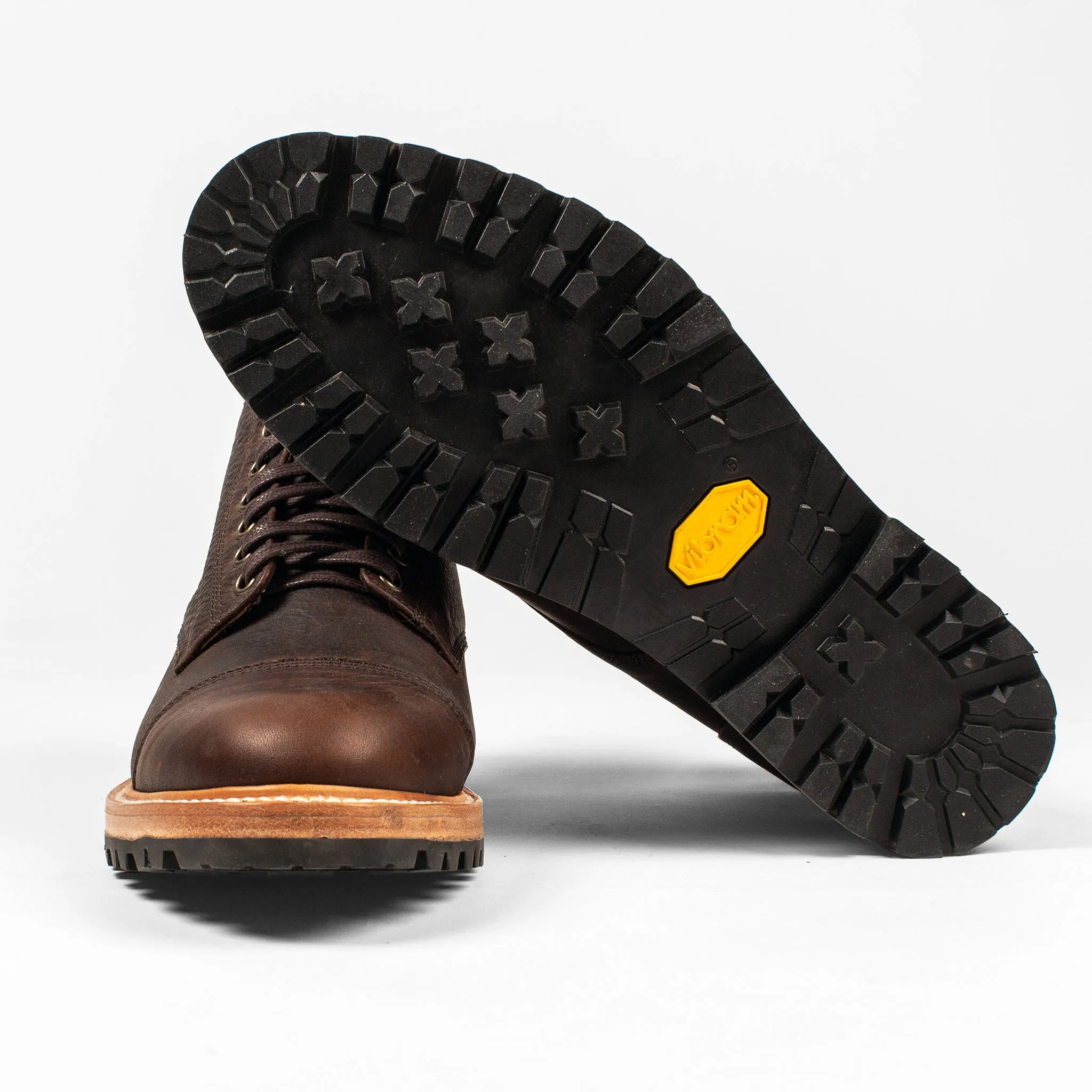 The Moto Boot in Chocolate Pebble Grain