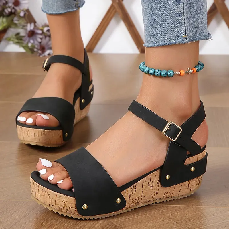 Thick Sole Wedge Heel Gladiator Sandals For Women