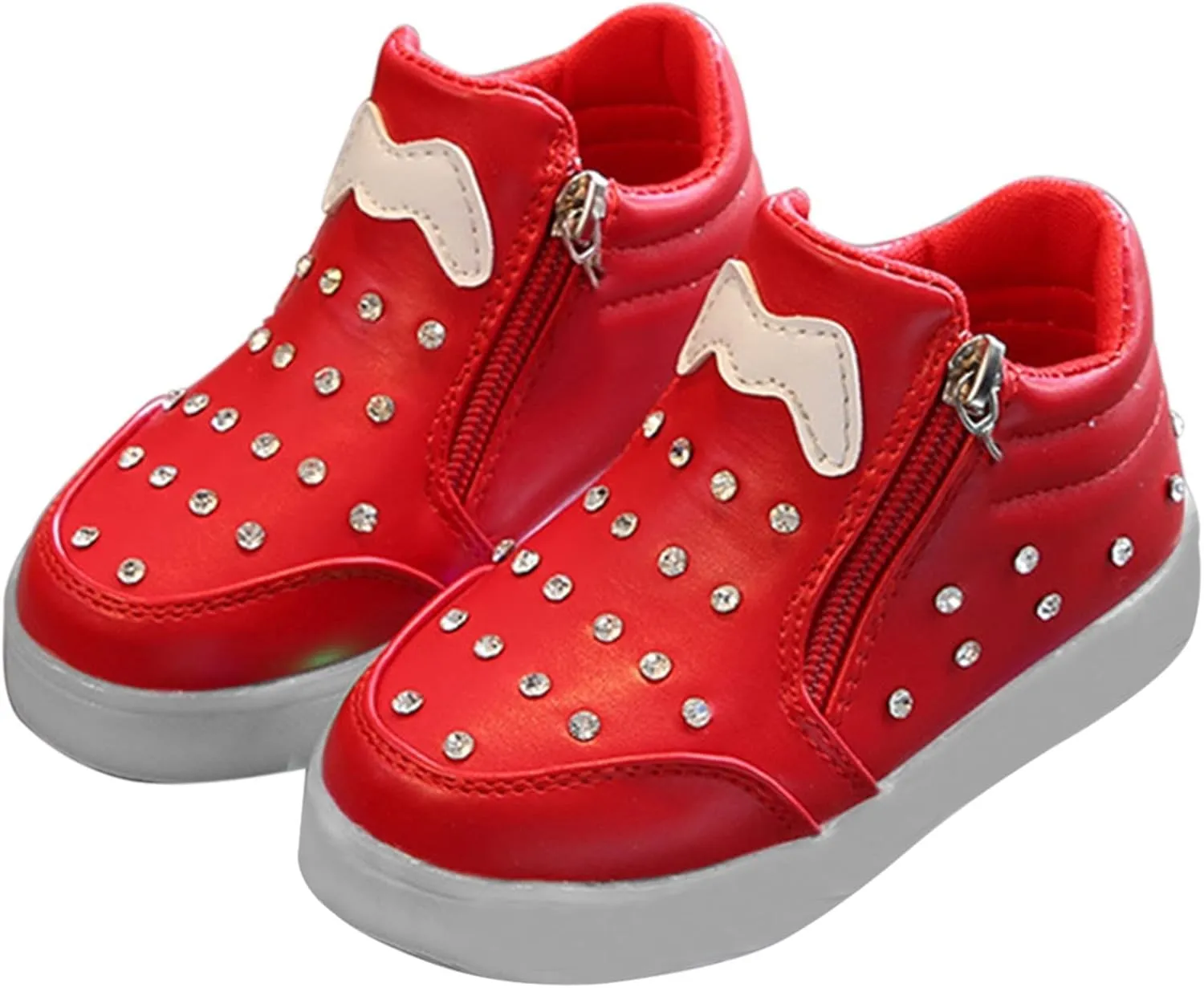 Toddler Pearl Flat Sneaker Ankle Side Zipper Soft Sole Sport Shoes Outdoor Baby Boys Kids First Walking Non Slip Running