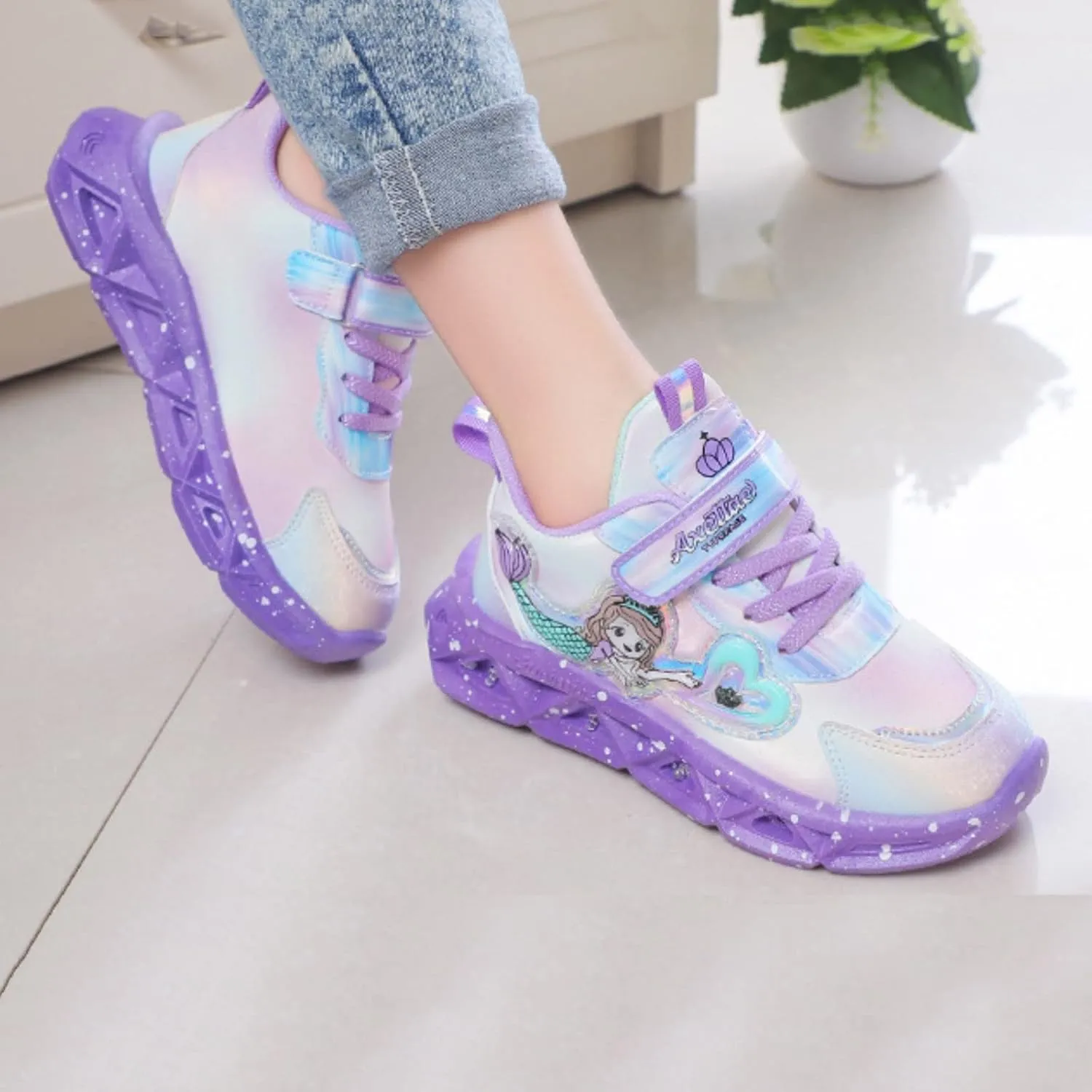 Toddler Sports Shoes Girls Princess LED Breathable Lightweight Kids Shoes