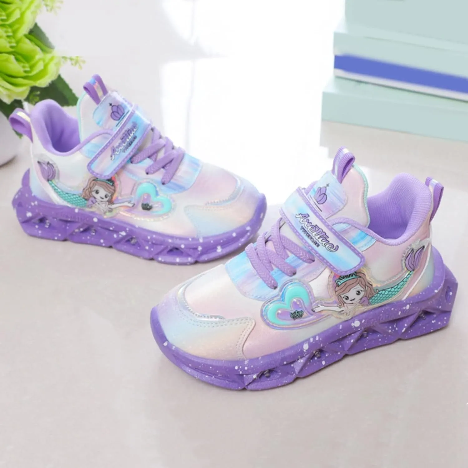 Toddler Sports Shoes Girls Princess LED Breathable Lightweight Kids Shoes