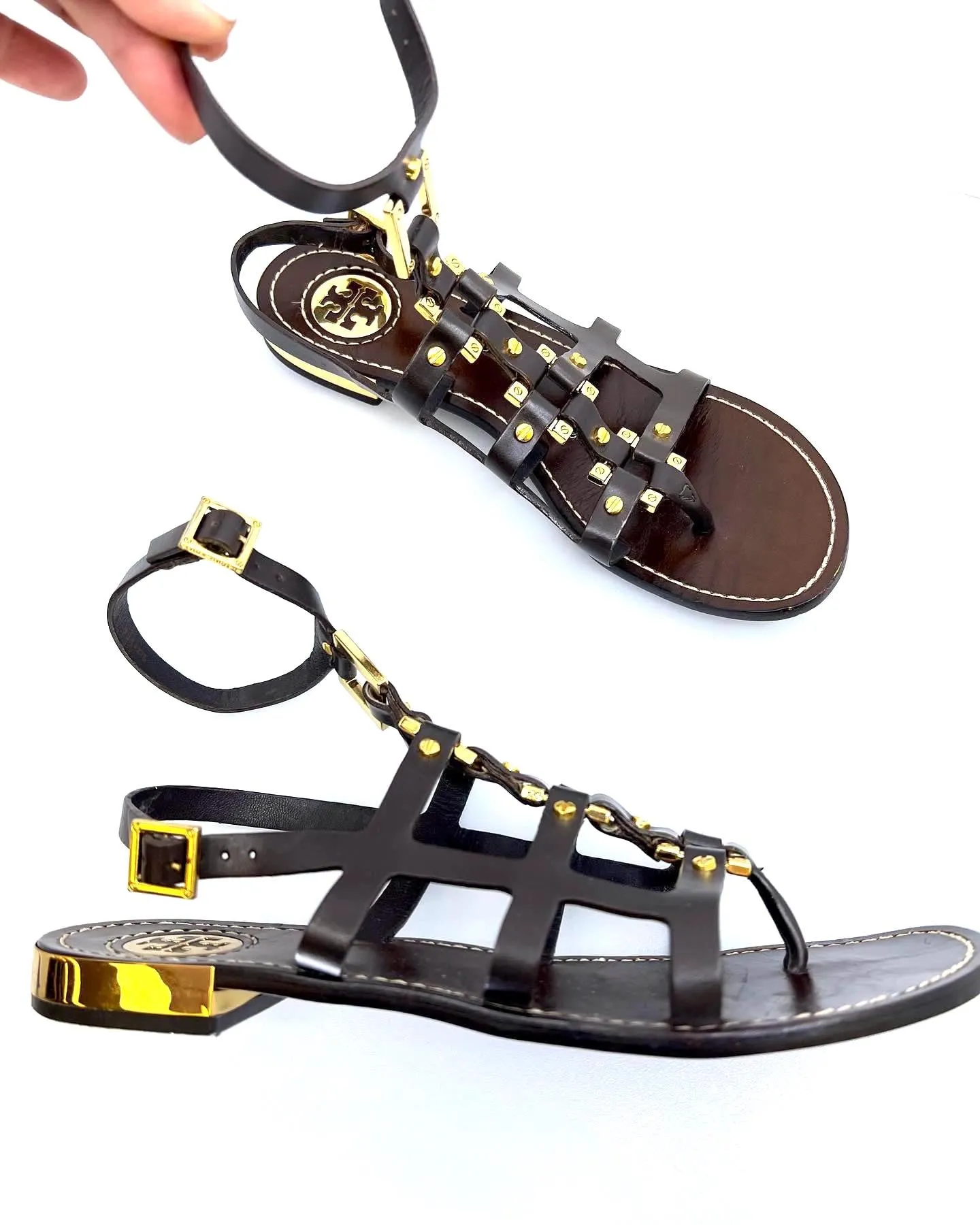 TORY BURCH LEATHER GLADIATOR SANDALS