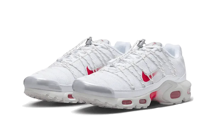 Air Max Plus Utility White Silver Red ground contact Comfortable Upper Material
