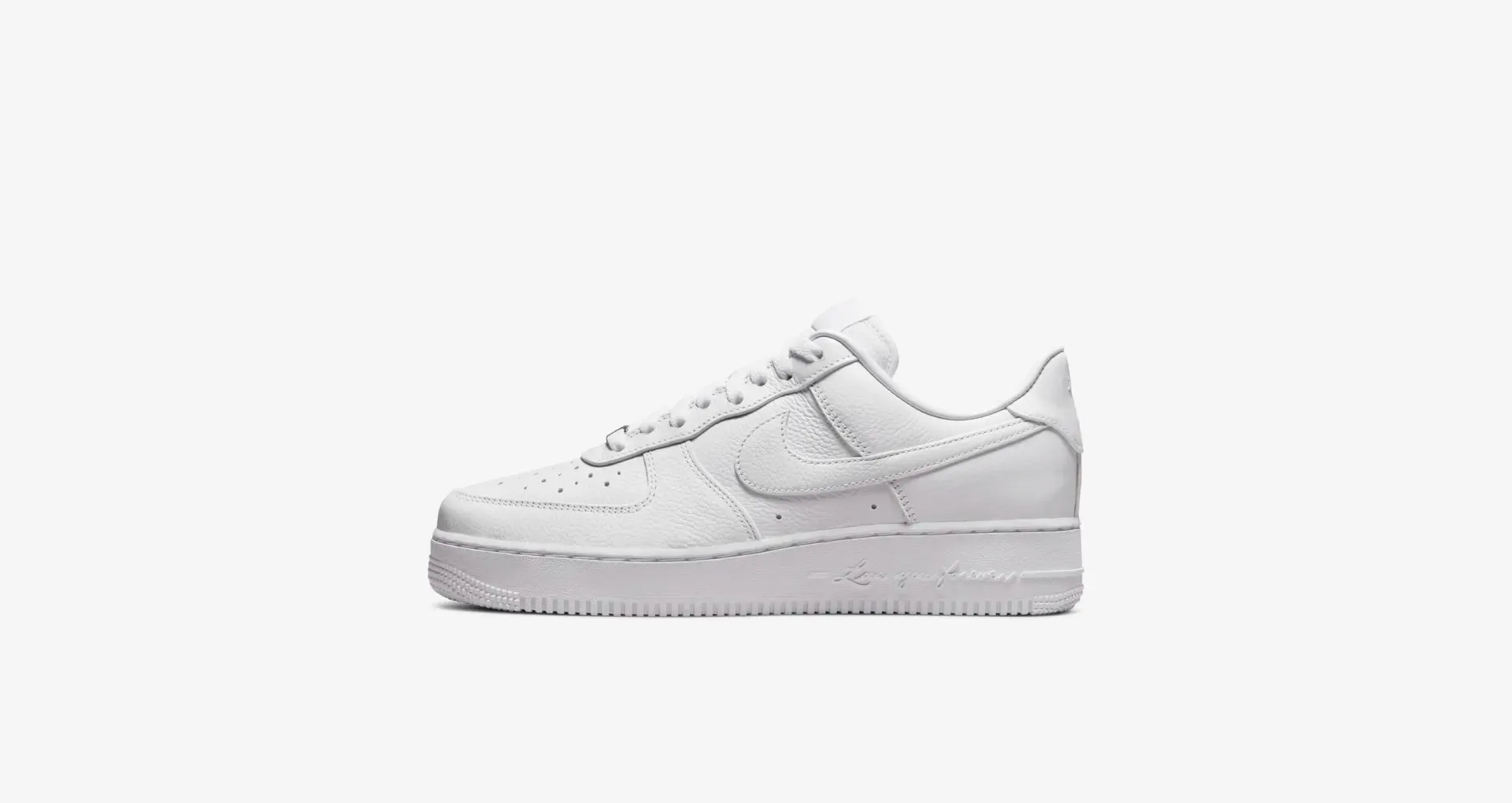 Nike NOCTA Air Force 1 White "Love You Forever" Endurance Sole perforated upper